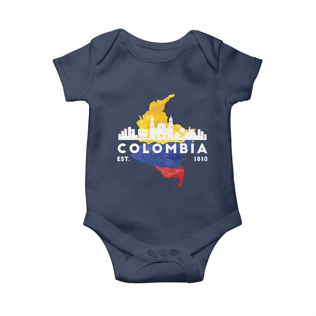 Colombian Pride Baby Onesie Colombia Est. 1810 TS09 Navy Print Your Wear