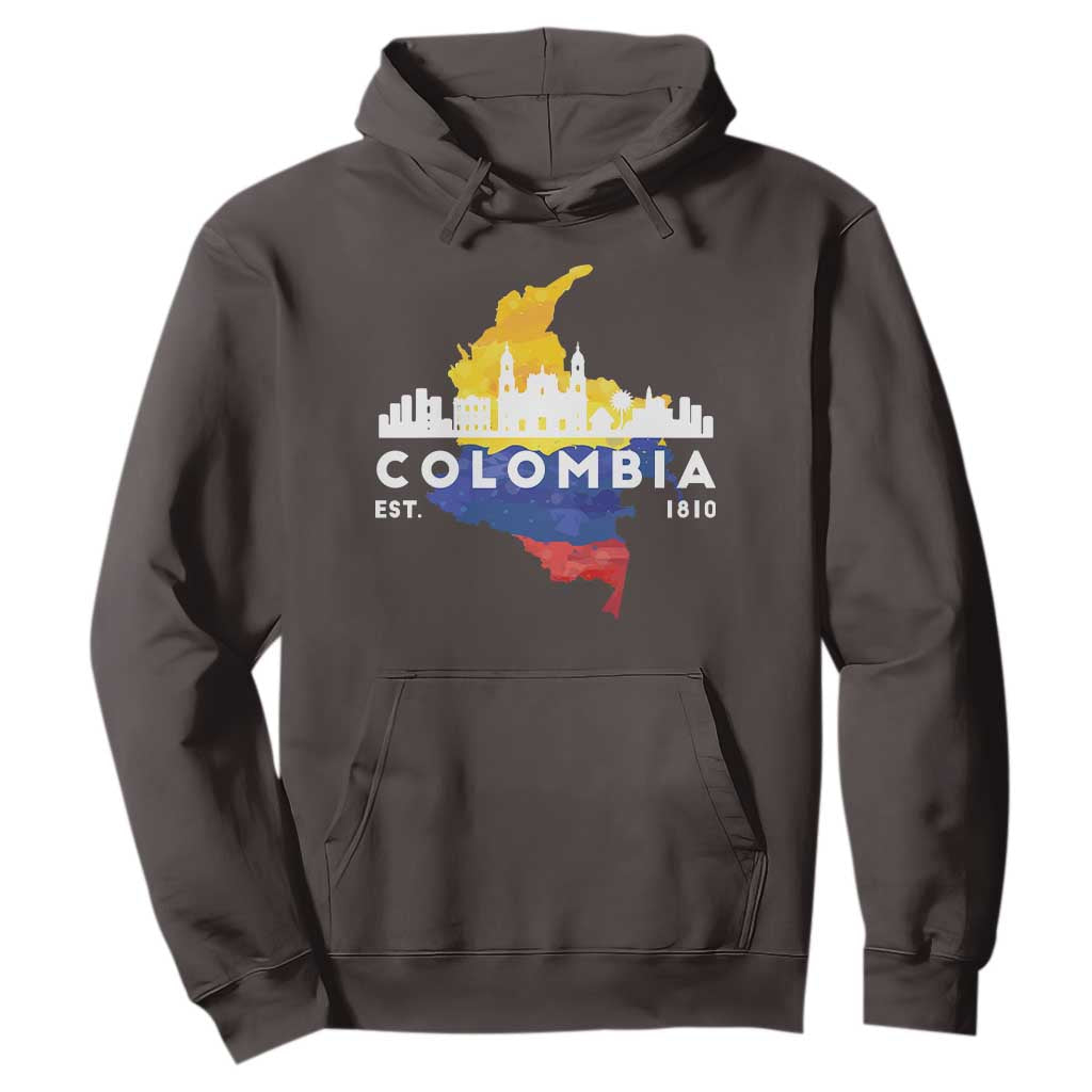 Colombian Pride Hoodie Colombia Est. 1810 TS09 Dark Chocolate Print Your Wear