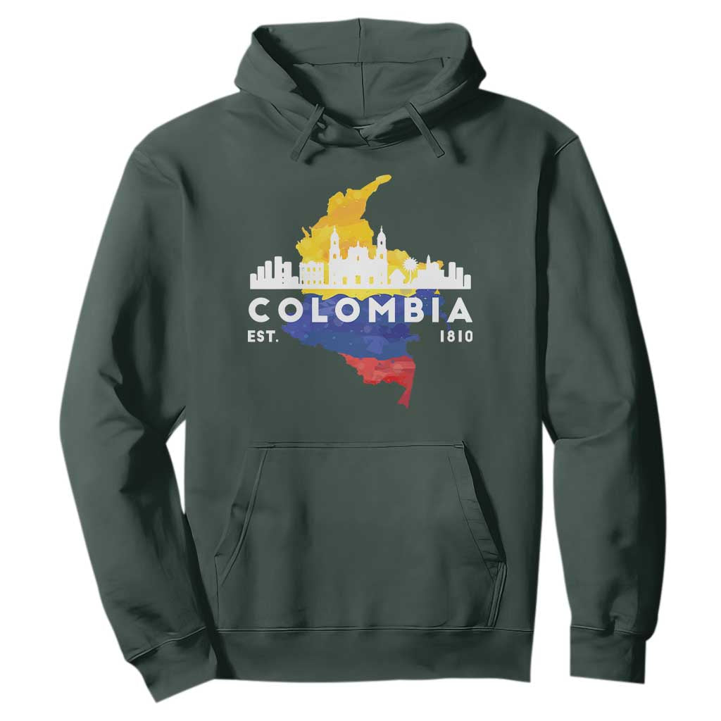 Colombian Pride Hoodie Colombia Est. 1810 TS09 Dark Forest Green Print Your Wear