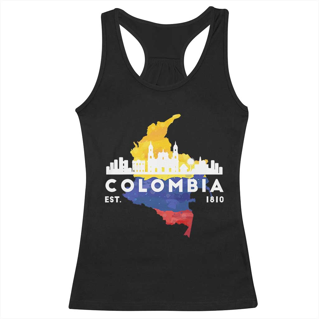 Colombian Pride Racerback Tank Top Colombia Est. 1810 TS09 Black Print Your Wear