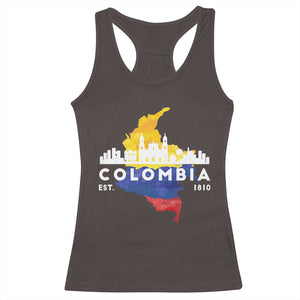 Colombian Pride Racerback Tank Top Colombia Est. 1810 TS09 Dark Chocolate Print Your Wear