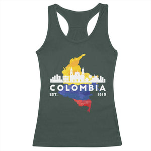 Colombian Pride Racerback Tank Top Colombia Est. 1810 TS09 Dark Forest Green Print Your Wear