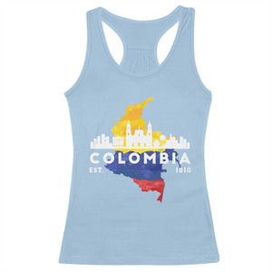 Colombian Pride Racerback Tank Top Colombia Est. 1810 TS09 Light Blue Print Your Wear