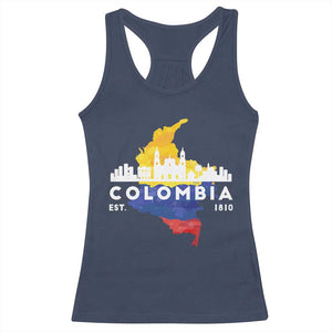 Colombian Pride Racerback Tank Top Colombia Est. 1810 TS09 Navy Print Your Wear