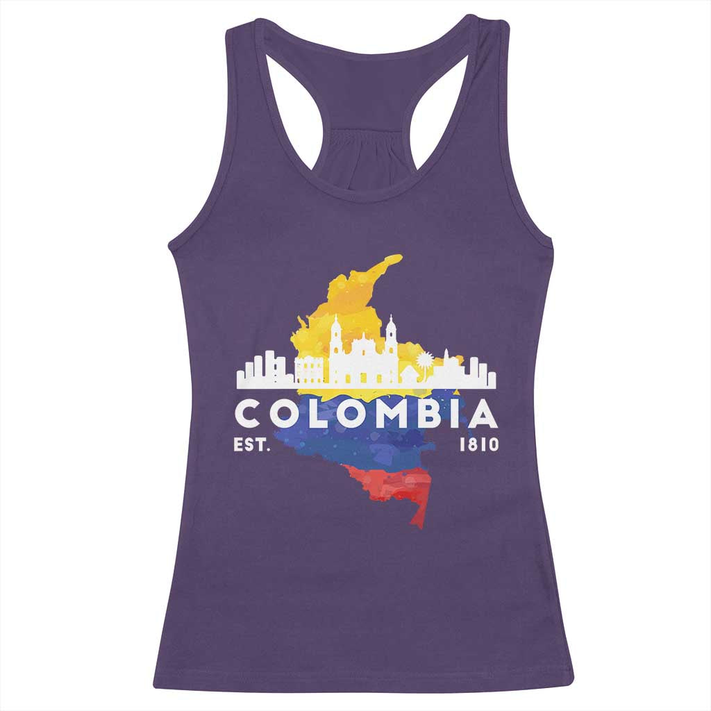 Colombian Pride Racerback Tank Top Colombia Est. 1810 TS09 Purple Print Your Wear