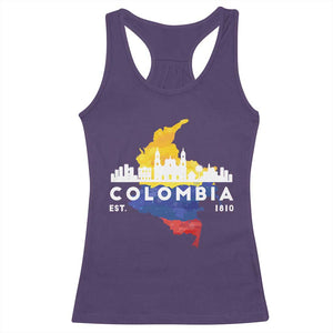 Colombian Pride Racerback Tank Top Colombia Est. 1810 TS09 Purple Print Your Wear