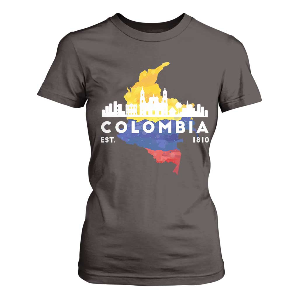 Colombian Pride T Shirt For Women Colombia Est. 1810 TS09 Dark Chocolate Print Your Wear