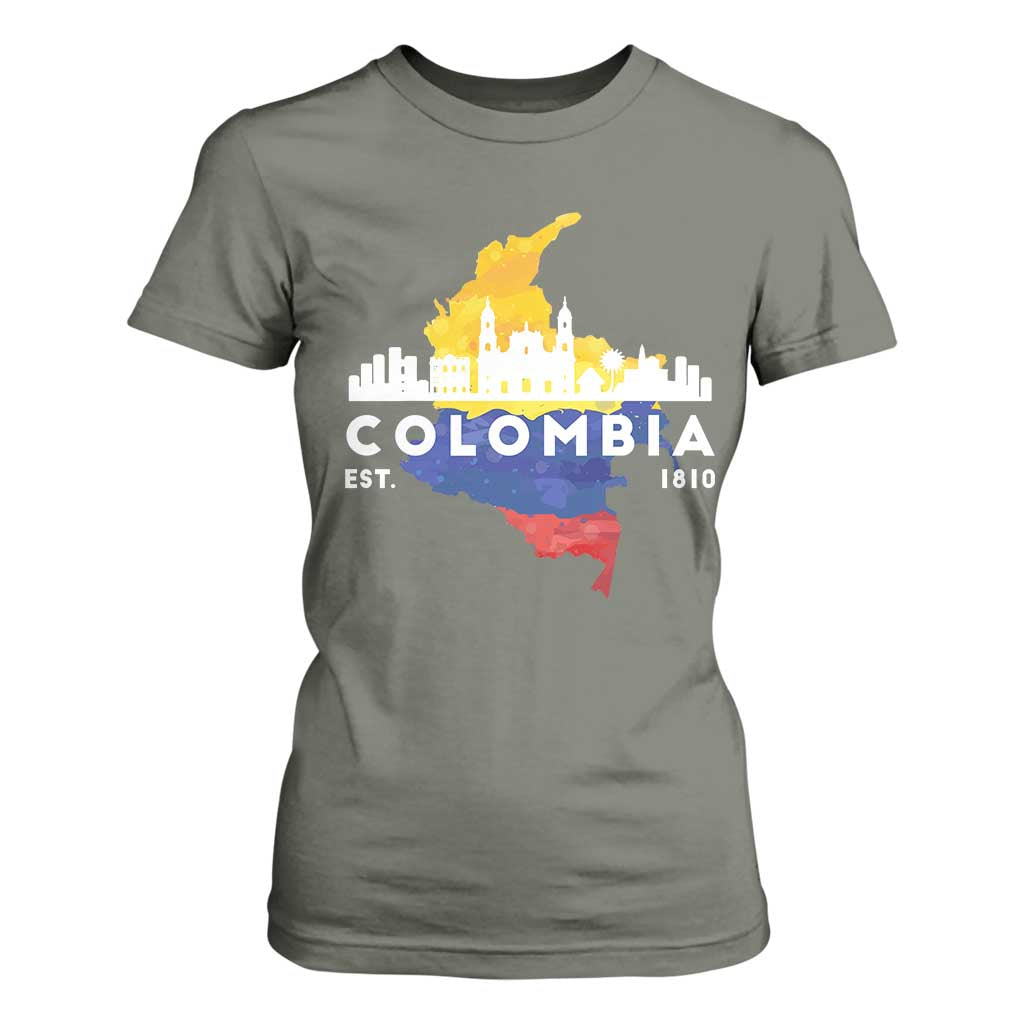Colombian Pride T Shirt For Women Colombia Est. 1810 TS09 Military Green Print Your Wear