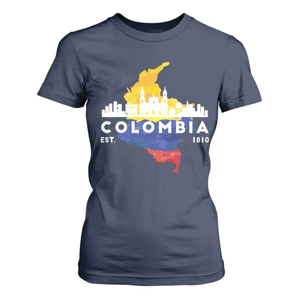 Colombian Pride T Shirt For Women Colombia Est. 1810 TS09 Navy Print Your Wear