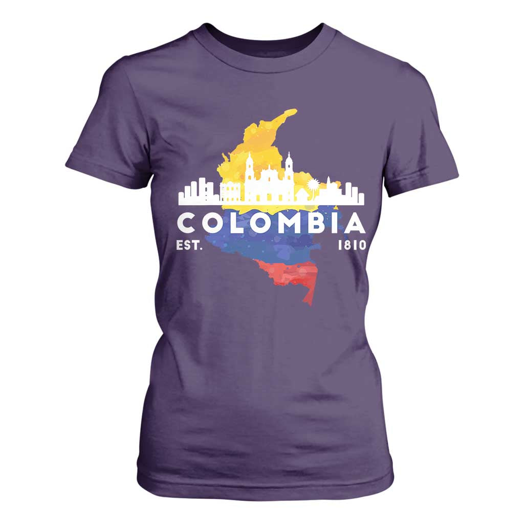 Colombian Pride T Shirt For Women Colombia Est. 1810 TS09 Purple Print Your Wear