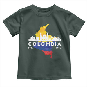 Colombian Pride Toddler T Shirt Colombia Est. 1810 TS09 Dark Forest Green Print Your Wear