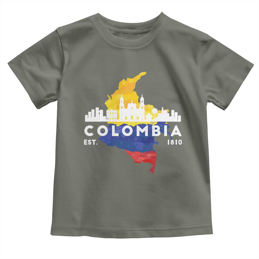 Colombian Pride Toddler T Shirt Colombia Est. 1810 TS09 Military Green Print Your Wear