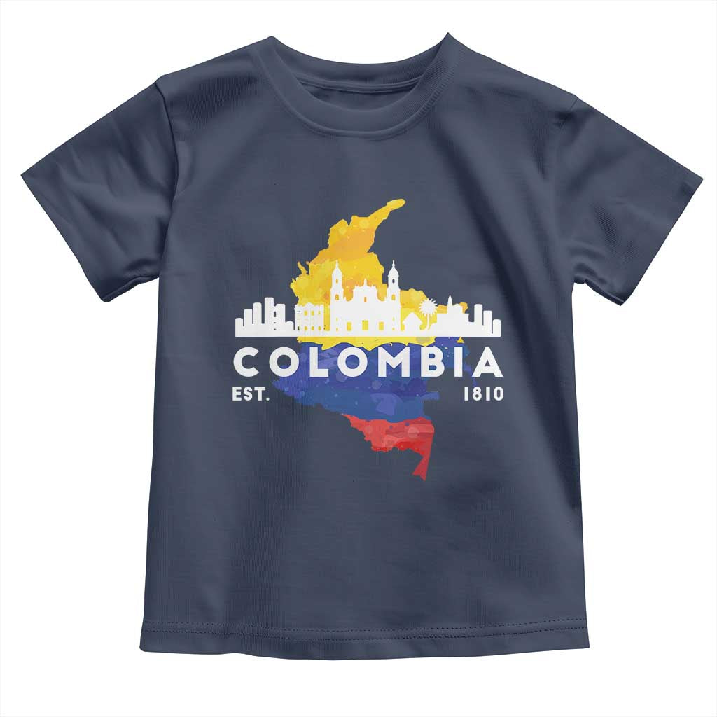 Colombian Pride Toddler T Shirt Colombia Est. 1810 TS09 Navy Print Your Wear