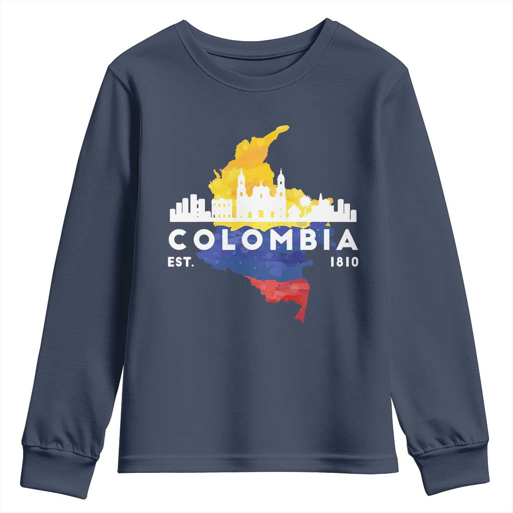 Colombian Pride Youth Sweatshirt Colombia Est. 1810 TS09 Navy Print Your Wear