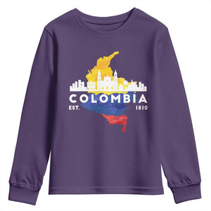 Colombian Pride Youth Sweatshirt Colombia Est. 1810 TS09 Purple Print Your Wear