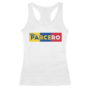 Funny Colombian Racerback Tank Top Parcero Colombia Slang Good Friend Buddy TS09 White Print Your Wear