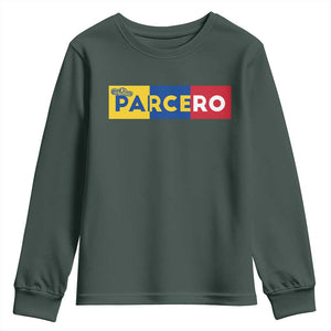 Funny Colombian Youth Sweatshirt Parcero Colombia Slang Good Friend Buddy TS09 Dark Forest Green Print Your Wear