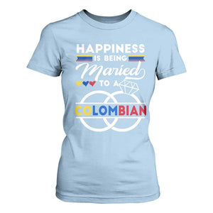 Happiness Is Being Married To A Colombian T Shirt For Women TS09 Light Blue Print Your Wear