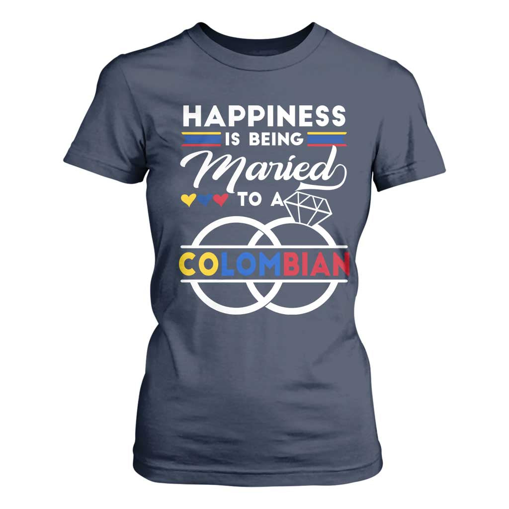 Happiness Is Being Married To A Colombian T Shirt For Women TS09 Navy Print Your Wear