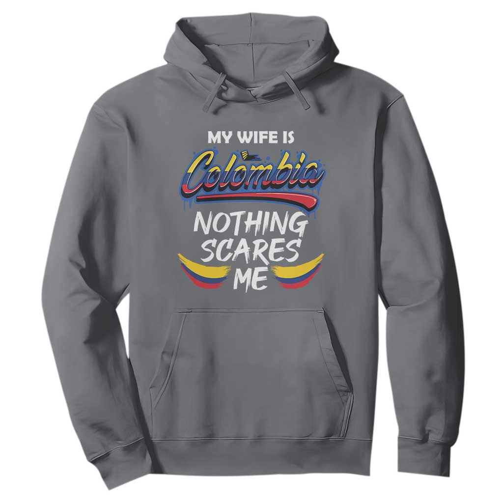 Funny My Wife Is Colombian Hoodie Nothing Scares Me Colombia Flag TS09 Charcoal Print Your Wear