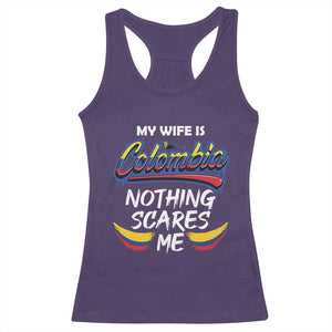 Funny My Wife Is Colombian Racerback Tank Top Nothing Scares Me Colombia Flag TS09 Purple Print Your Wear