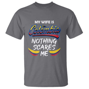 Funny My Wife Is Colombian T Shirt Nothing Scares Me Colombia Flag TS09 Charcoal Print Your Wear