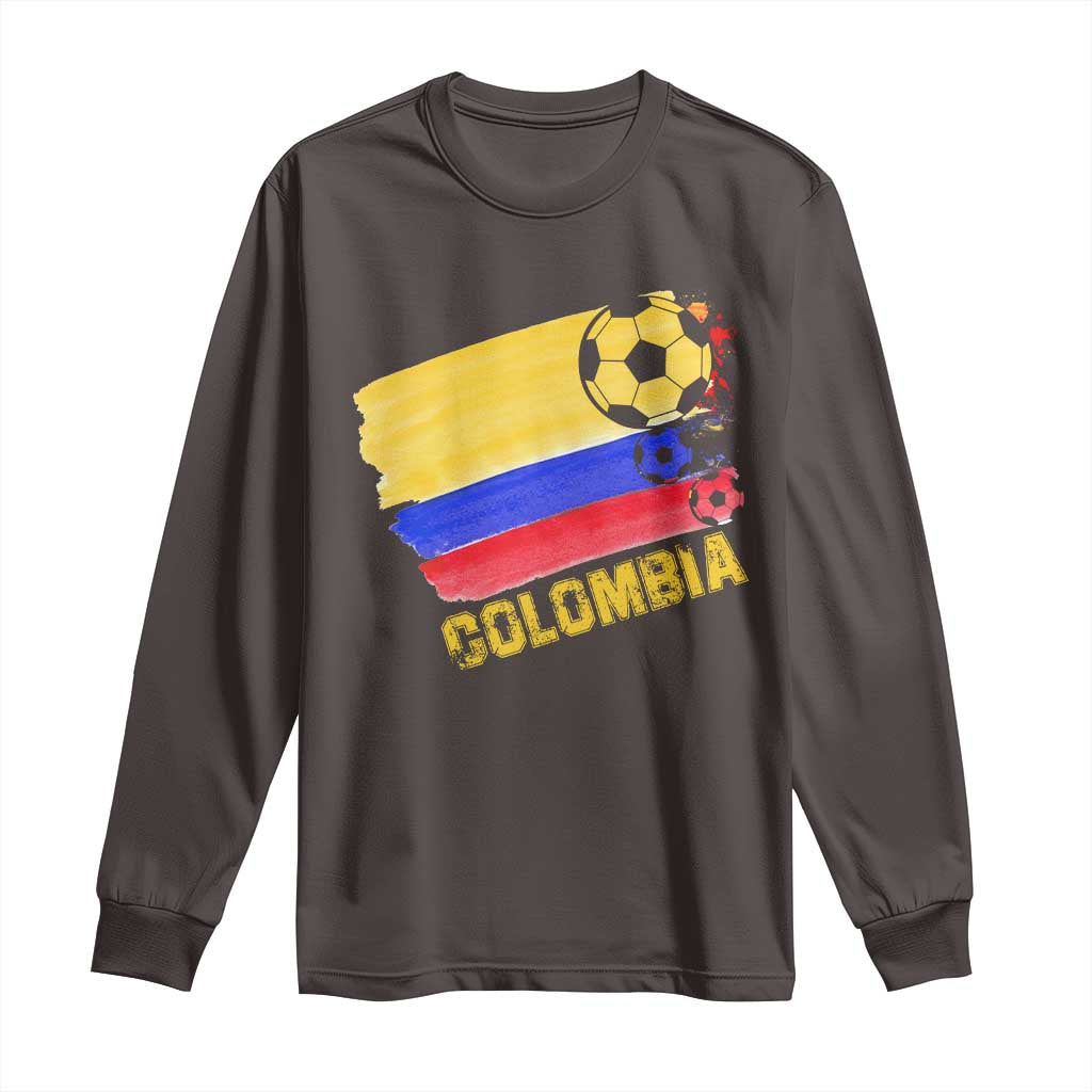 Colombian Colombia Soccer Support Long Sleeve Shirt TS09 Dark Chocolate Print Your Wear