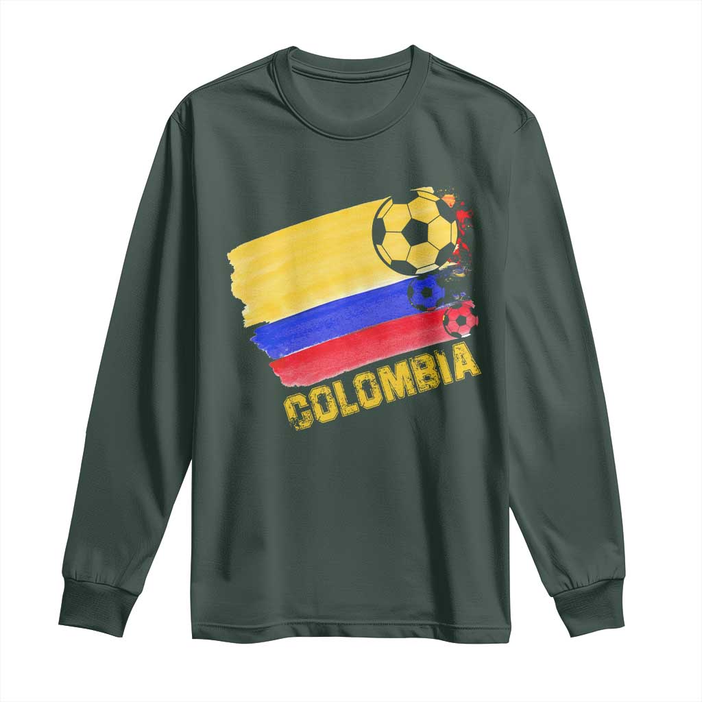 Colombian Colombia Soccer Support Long Sleeve Shirt TS09 Dark Forest Green Print Your Wear