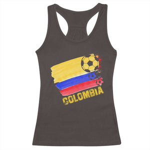 Colombian Colombia Soccer Support Racerback Tank Top TS09 Dark Chocolate Print Your Wear