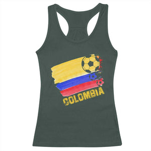 Colombian Colombia Soccer Support Racerback Tank Top TS09 Dark Forest Green Print Your Wear