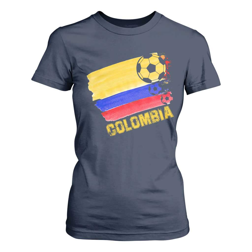 Colombian Colombia Soccer Support T Shirt For Women TS09 Navy Print Your Wear