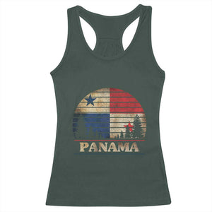 Panama Flag Pride Racerback Tank Top TS09 Dark Forest Green Print Your Wear