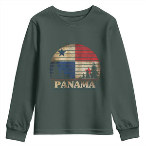 Panama Flag Pride Youth Sweatshirt TS09 Dark Forest Green Print Your Wear
