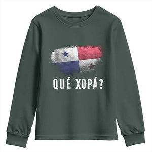 Funny Panama Youth Sweatshirt Que Xopa What's Up Panamanian TS09 Dark Forest Green Print Your Wear