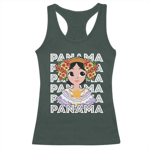 Panamanian Cultural Women Racerback Tank Top TS09 Dark Forest Green Print Your Wear