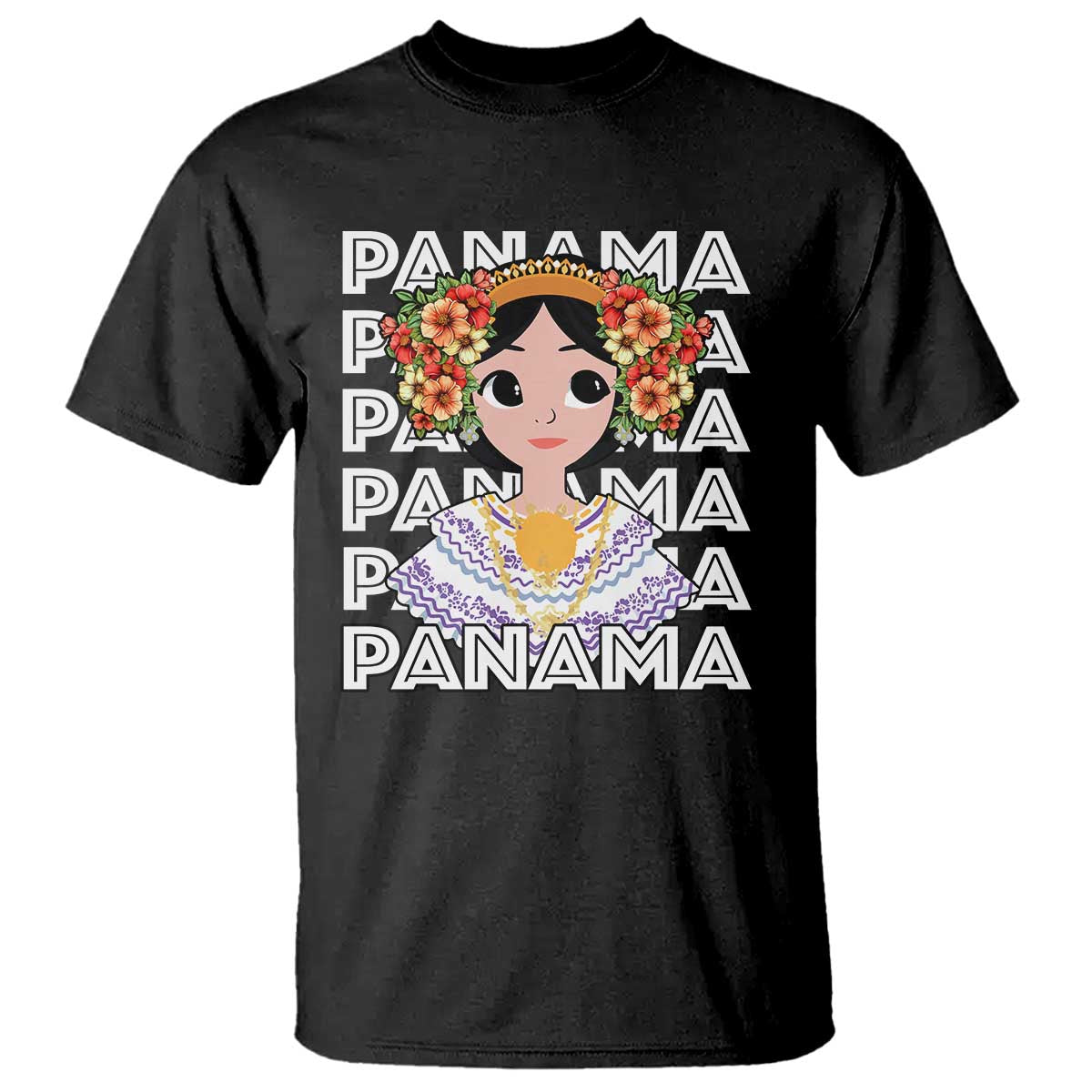 Panamanian Cultural Women T Shirt TS09 Black Print Your Wear