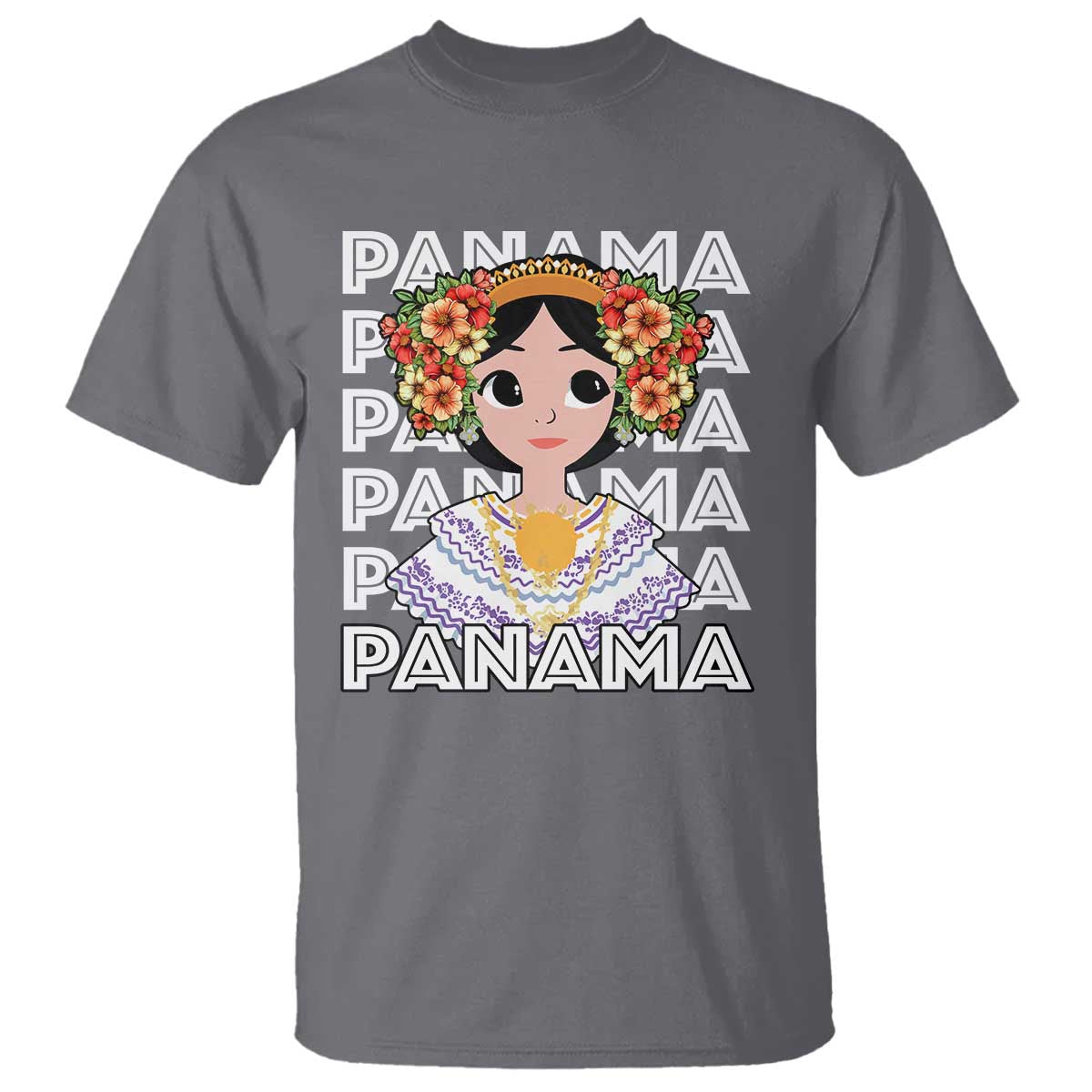 Panamanian Cultural Women T Shirt TS09 Charcoal Print Your Wear