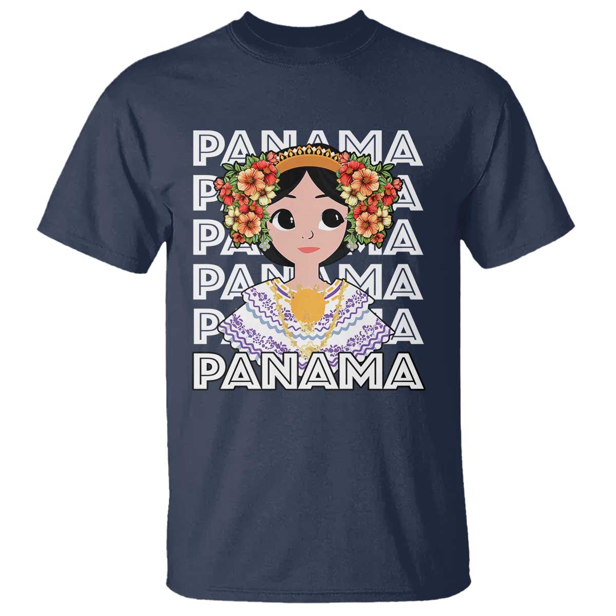 Panamanian Cultural Women T Shirt TS09 Navy Print Your Wear