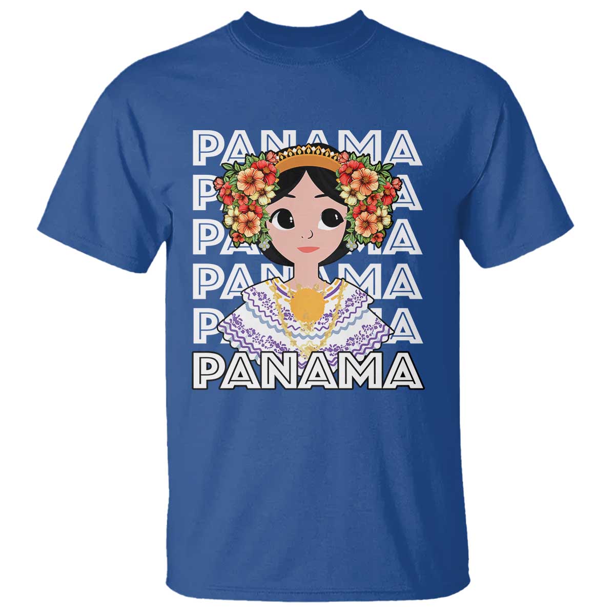 Panamanian Cultural Women T Shirt TS09 Royal Blue Print Your Wear