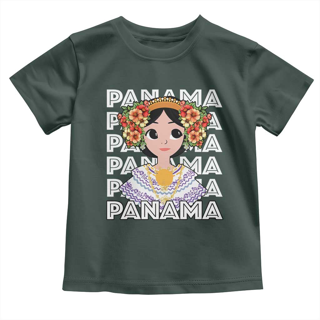 Panamanian Cultural Women Toddler T Shirt TS09 Dark Forest Green Print Your Wear
