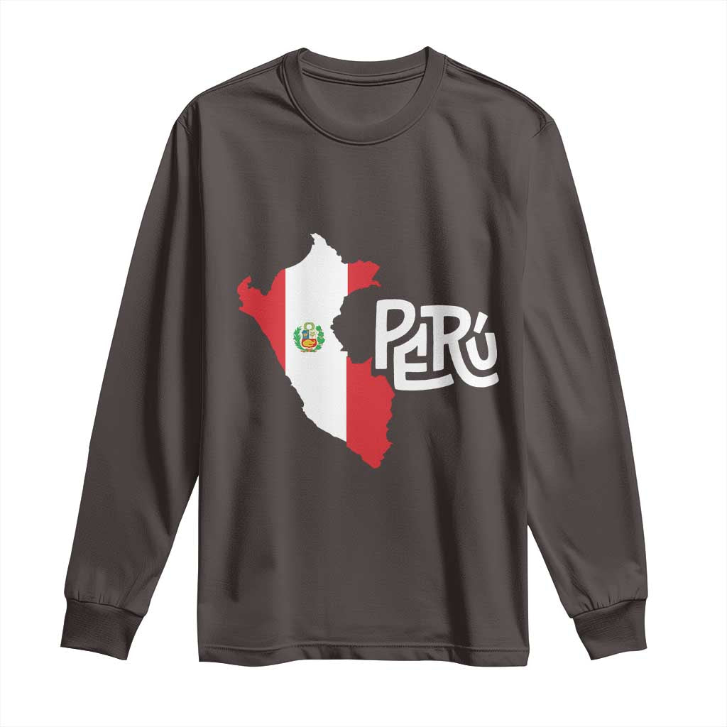 Peruvian Pride Long Sleeve Shirt Peru Est. 1821 TS09 Dark Chocolate Print Your Wear