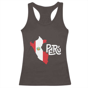 Peruvian Pride Racerback Tank Top Peru Est. 1821 TS09 Dark Chocolate Print Your Wear