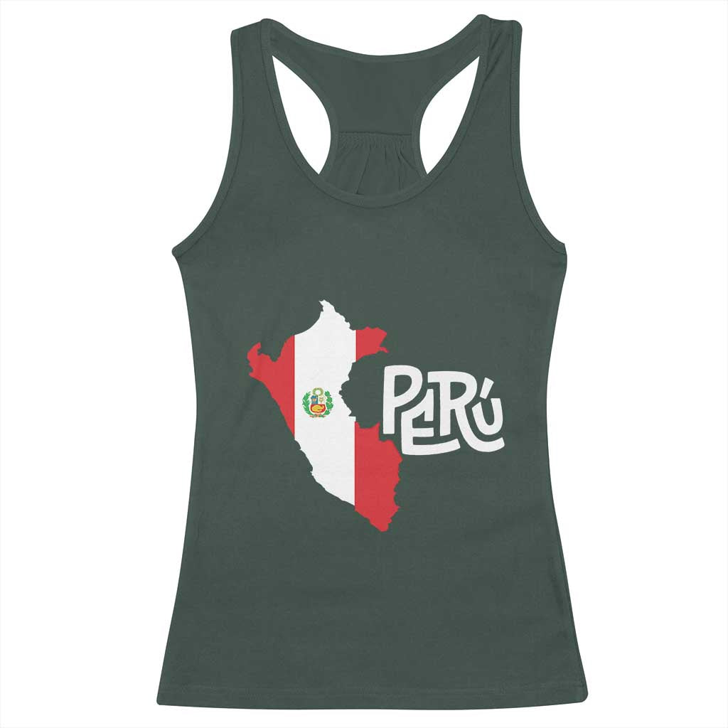 Peruvian Pride Racerback Tank Top Peru Est. 1821 TS09 Dark Forest Green Print Your Wear