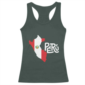 Peruvian Pride Racerback Tank Top Peru Est. 1821 TS09 Dark Forest Green Print Your Wear