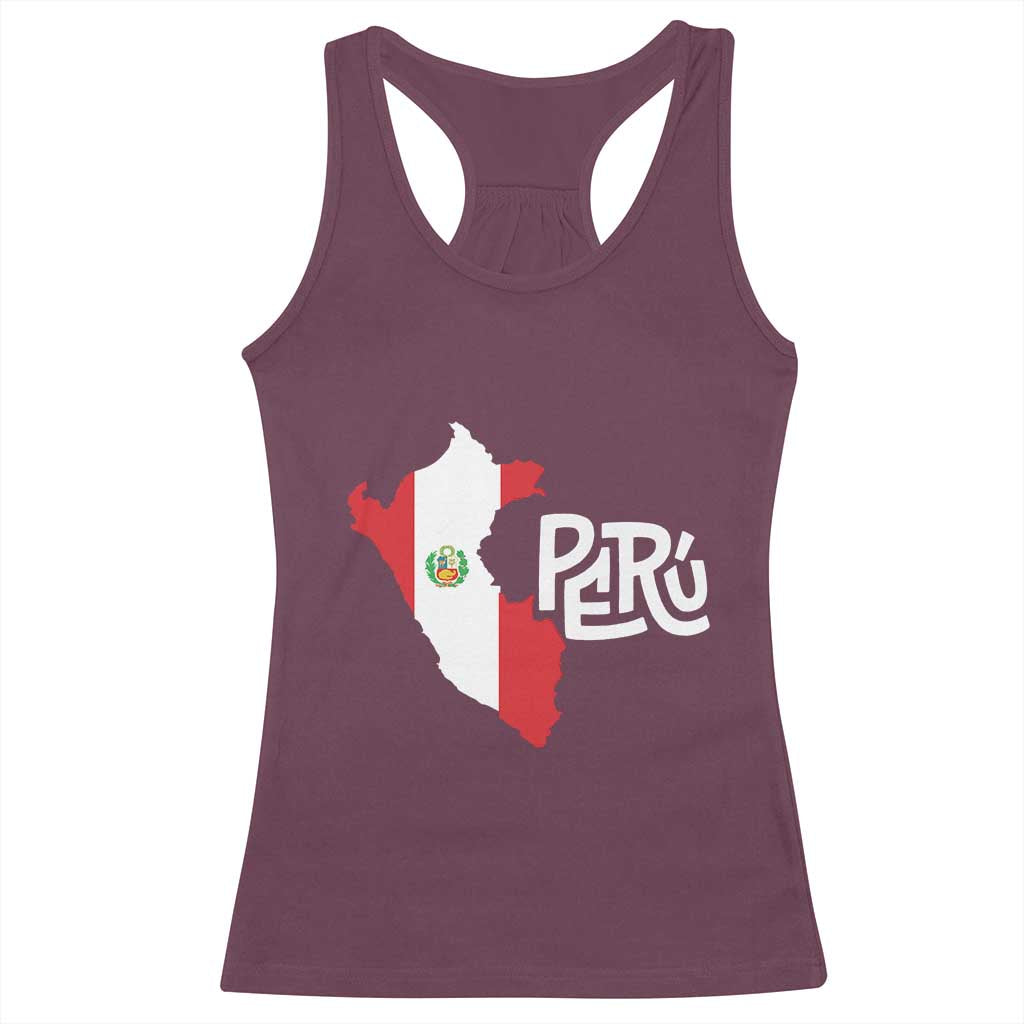 Peruvian Pride Racerback Tank Top Peru Est. 1821 TS09 Maroon Print Your Wear