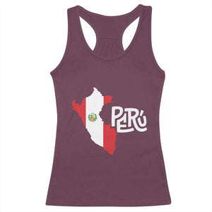 Peruvian Pride Racerback Tank Top Peru Est. 1821 TS09 Maroon Print Your Wear