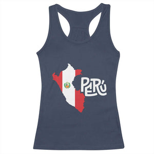 Peruvian Pride Racerback Tank Top Peru Est. 1821 TS09 Navy Print Your Wear