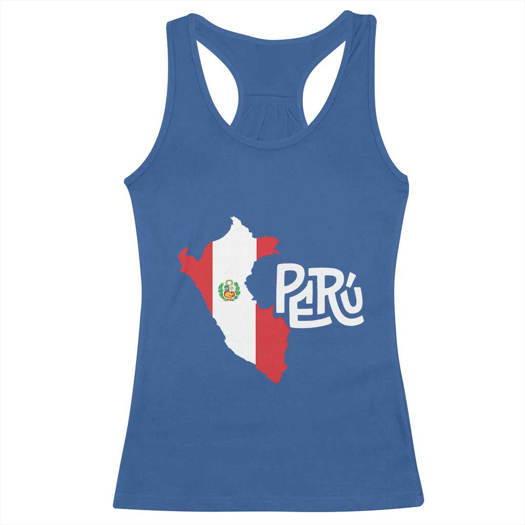 Peruvian Pride Racerback Tank Top Peru Est. 1821 TS09 Royal Blue Print Your Wear