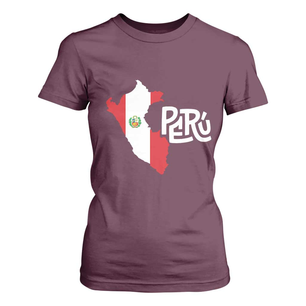 Peruvian Pride T Shirt For Women Peru Est. 1821 TS09 Maroon Print Your Wear