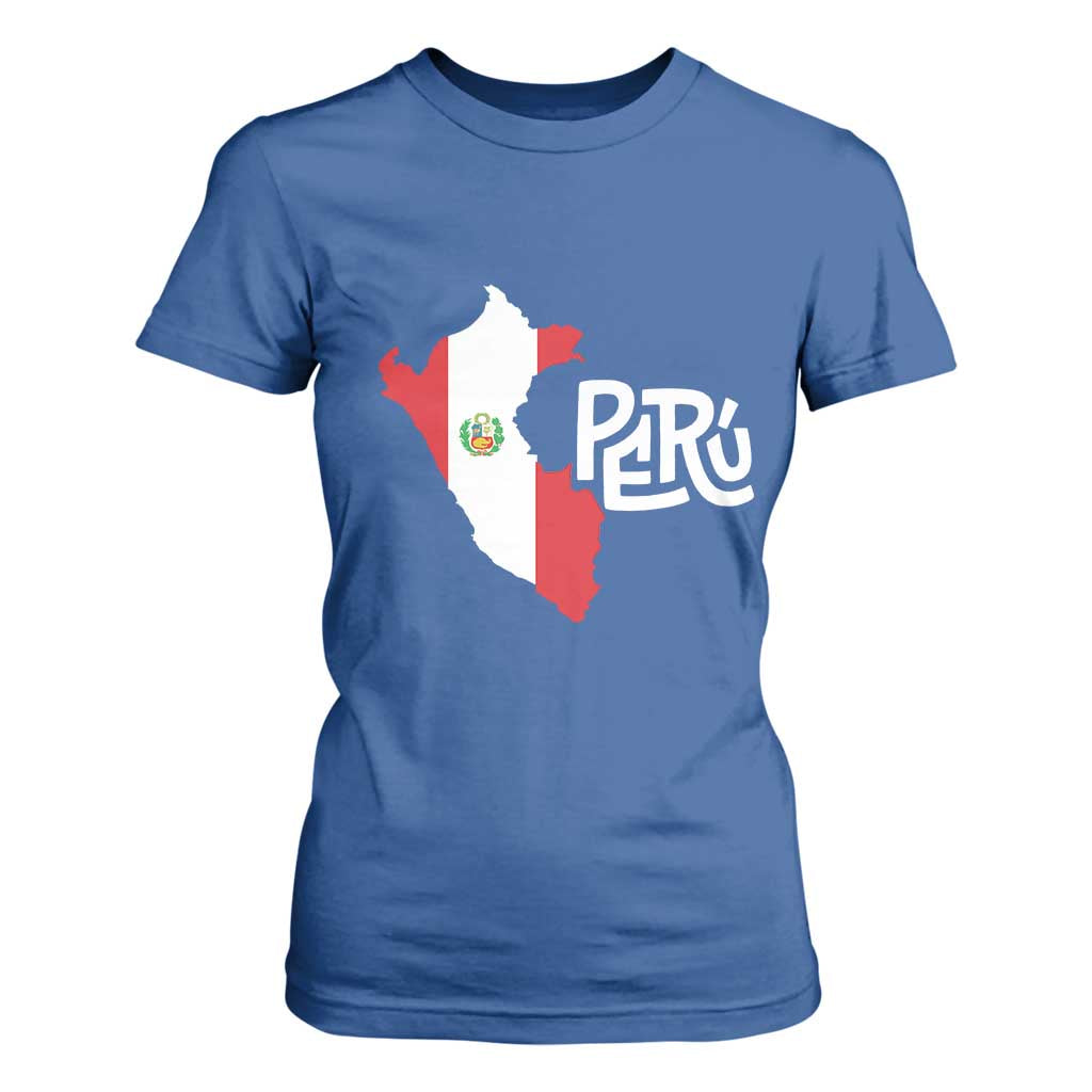 Peruvian Pride T Shirt For Women Peru Est. 1821 TS09 Royal Blue Print Your Wear